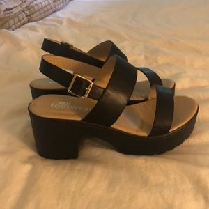 black platform sandals